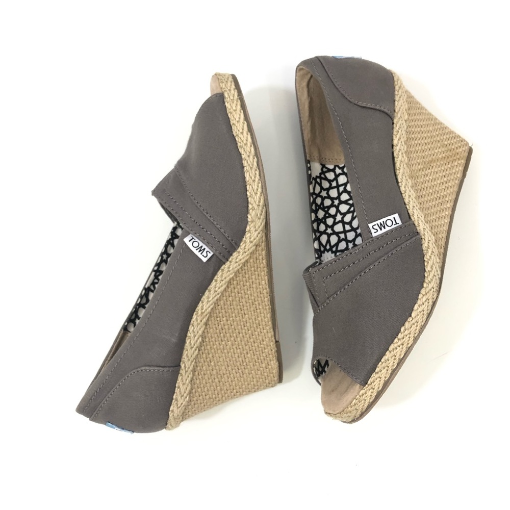 Toms Taupe Espadrille Wedges
